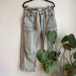 Free People Light Blue Jeans with Tan Tie